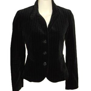 J. Crew Vintage Pin Stripe Velvet Jacket 3 Button Blazer Size 4